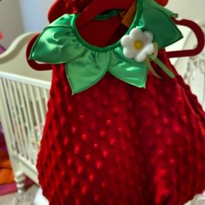 Infant strawberry costume with matching shoes